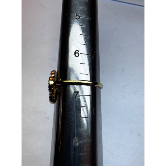 Estate AV 925 Gold Vermeil Clover Ring w/ Mother of Pearl & CZ – Size 6.75 - Picture 6 of 10